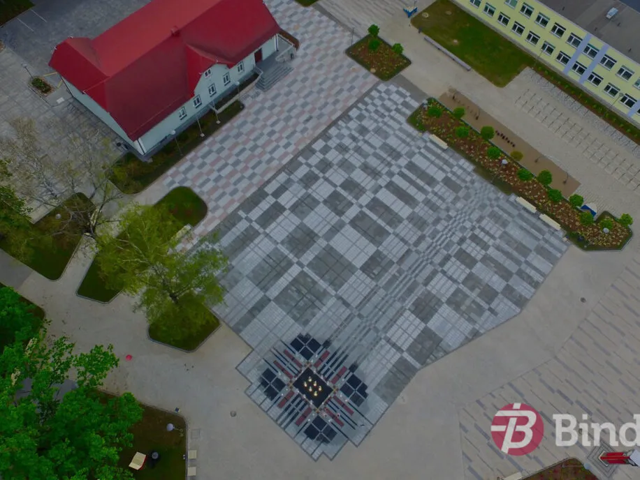 Construction of the central square in Ikšķile